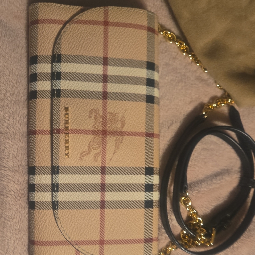 Burberry Tan and Black Crossbody Bag with Signature Check